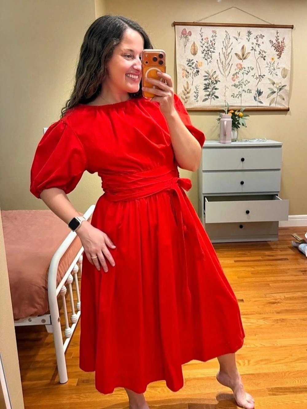 Free Assembly Red Midi Dress Size Medium Cotton